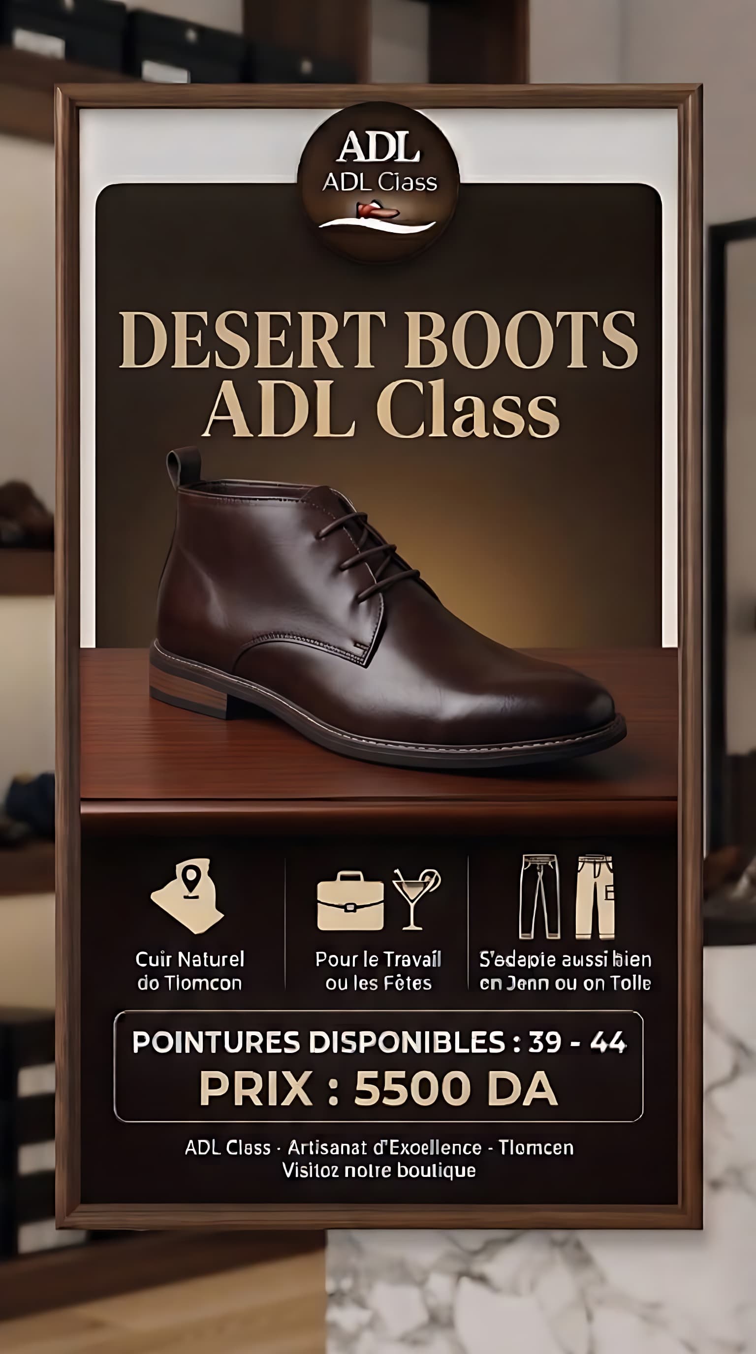 Desert Boots en Cuir Véritable de Tlemcen